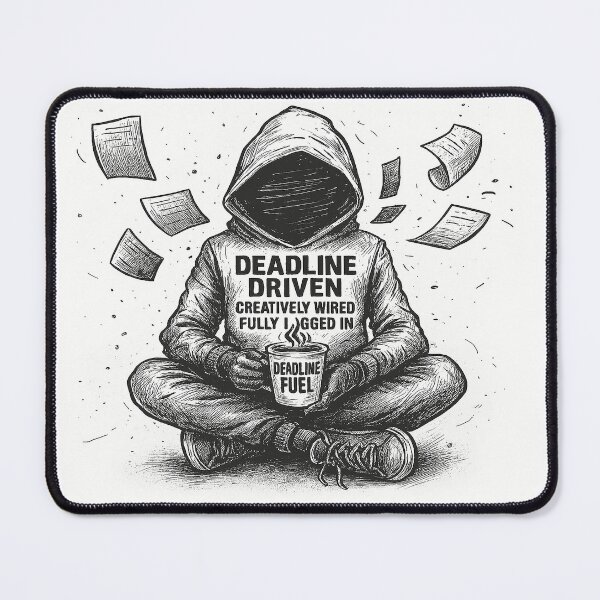 Item preview, Creatively Logged In - Minimalist Hooded Figure Art for Coffee-Driven Creators designed and sold by DeadlineSnacks.