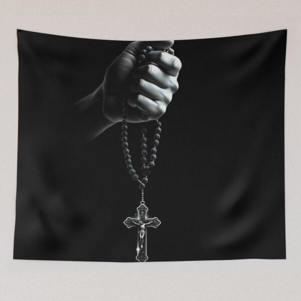 Item preview, Hand Holding Rosary with Cross – Faith Symbol Art designed and sold by BestDetailer.