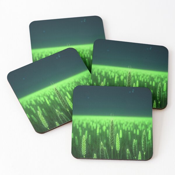 Item preview, Neon Green Wheat Field – Futuristic Glow designed and sold by ArtiQreate.