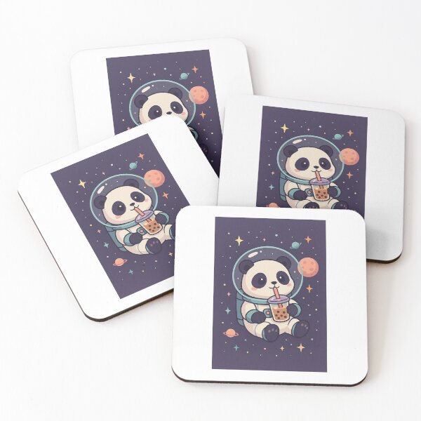 Item preview, Moony the Panda – Cute Panda Astronaut Drinking Boba Tea designed and sold by astrocritters.