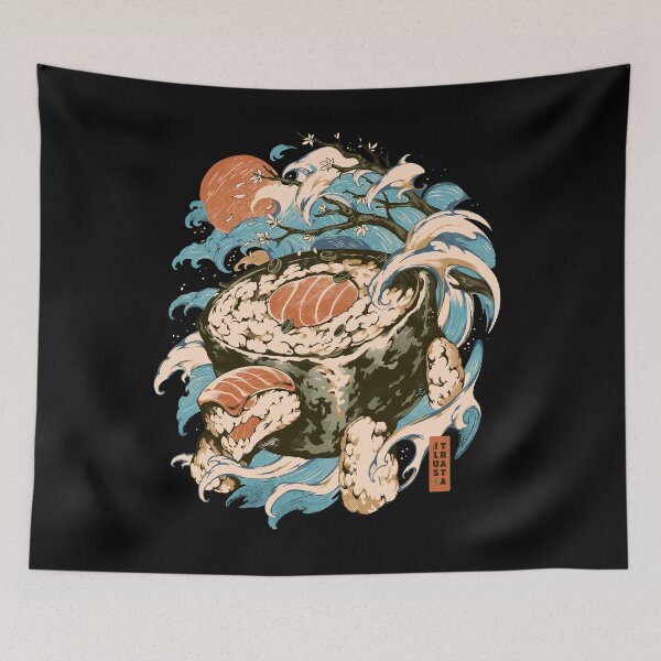 Item preview, Turtle Sushi - Black designed and sold by Ilustrata®.