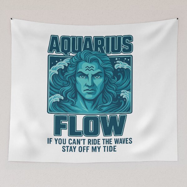 Item preview, Aquarius Zodiac Flow Design – Powerful Water Sign Art for Astrology and Wave Energy Fans designed and sold by DrawHandArt.