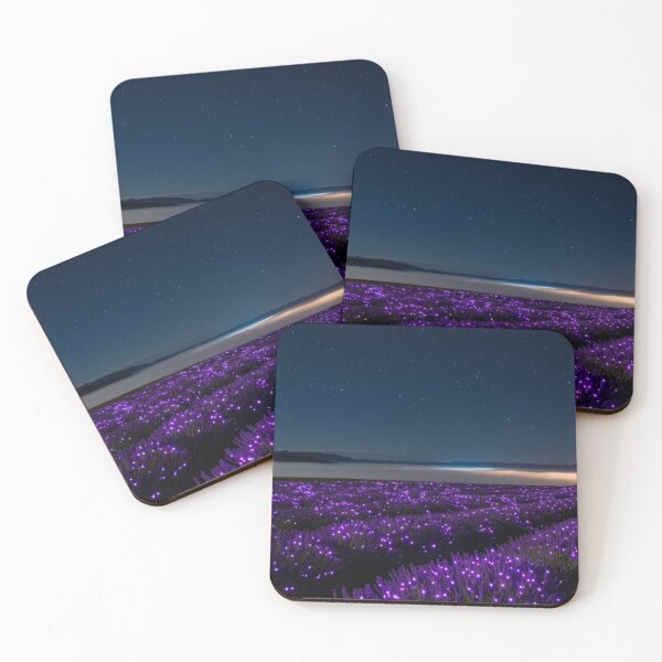 Item preview, Neon Lavender Night – Glowing Field Under the Stars designed and sold by ArtiQreate.