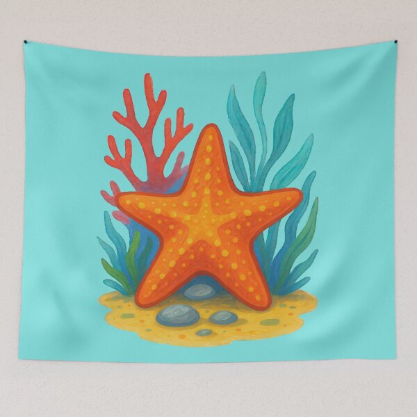 Item preview, Bright Orange Starfish on the Colorful Seabed designed and sold by IraBum.