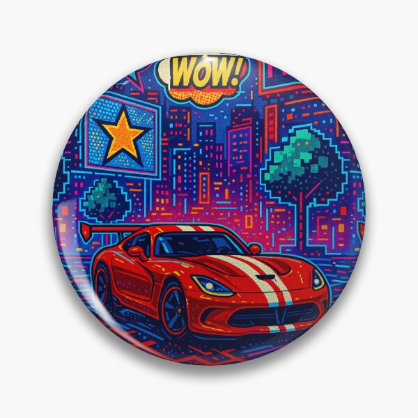 Item preview, Retro Supercar Racing Through Neon Pixel-Art City Nightscape designed and sold by RevUpDesign.