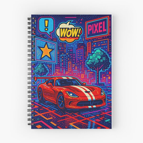Item preview, Retro Supercar Racing Through Neon Pixel-Art City Nightscape designed and sold by RevUpDesign.