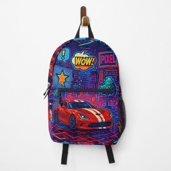 Item preview, Retro Supercar Racing Through Neon Pixel-Art City Nightscape designed and sold by RevUpDesign.
