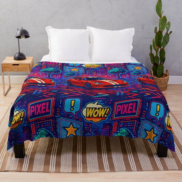 Item preview, Retro Supercar Racing Through Neon Pixel-Art City Nightscape designed and sold by RevUpDesign.