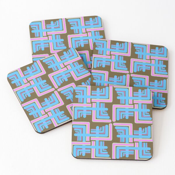 Item preview, Funky Retro blue and Lilac Linear Geometric Design designed and sold by RetroScribbles.