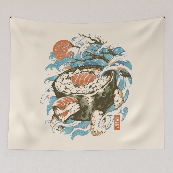 Item preview, Turtle Sushi - White designed and sold by Ilustrata®.
