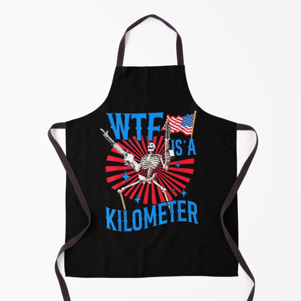 Item preview, Retro WTF Is A Kilometer Funny Patriotic American Skeleton designed and sold by Juan Pedro Matta.