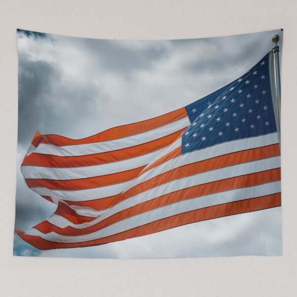 Item preview, American Flag Waving Under Stormy Skies designed and sold by MichaelPictures.