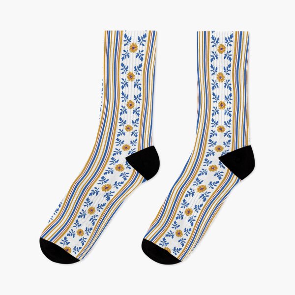 Item preview, Sunflower on Blue Stripe Seamless Repeat designed and sold by Sharon Schwalbe.