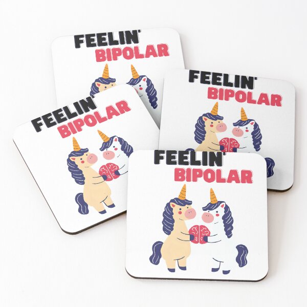 Item preview, Feelin’ Bipolar – Two Unicorns Sharing a Brain (Red & Black Mood Design) designed and sold by DataUnicorn.