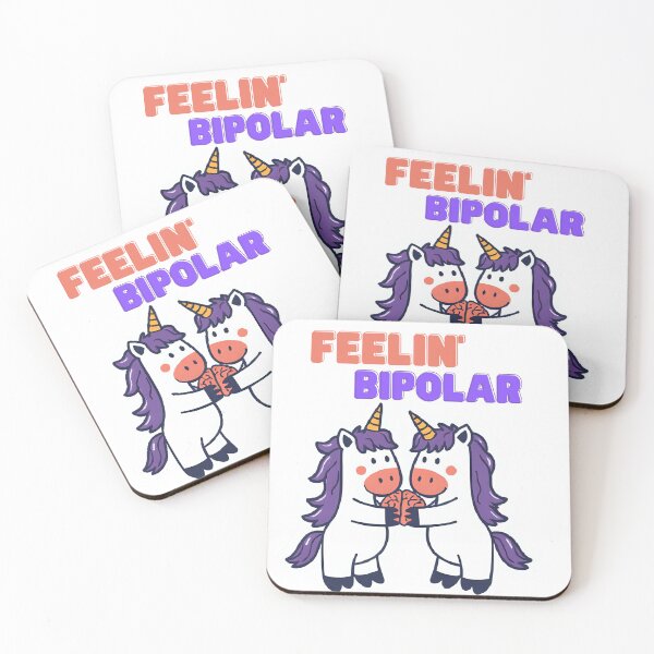 Item preview, Feelin’ Bipolar – Two Unicorns Sharing a Brain (Orange & Purple Mood Design) designed and sold by DataUnicorn.