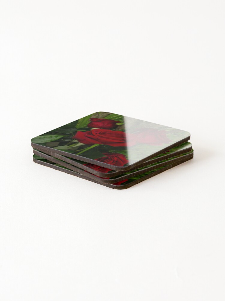 Thumbnail 4 of 5, Coasters (Set of 4), Deep Red Roses designed and sold by MichaelPictures.