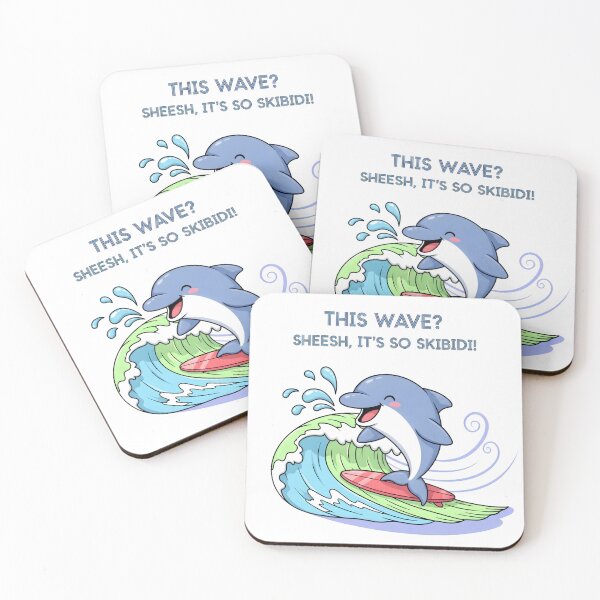 Item preview, This Wave? Sheesh, It’s So Skibidi! – Kawaii Dolphin Surf Vibes Digital Art designed and sold by AnnDesignStudio.