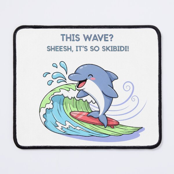 Item preview, This Wave? Sheesh, It’s So Skibidi! – Kawaii Dolphin Surf Vibes Digital Art designed and sold by AnnDesignStudio.