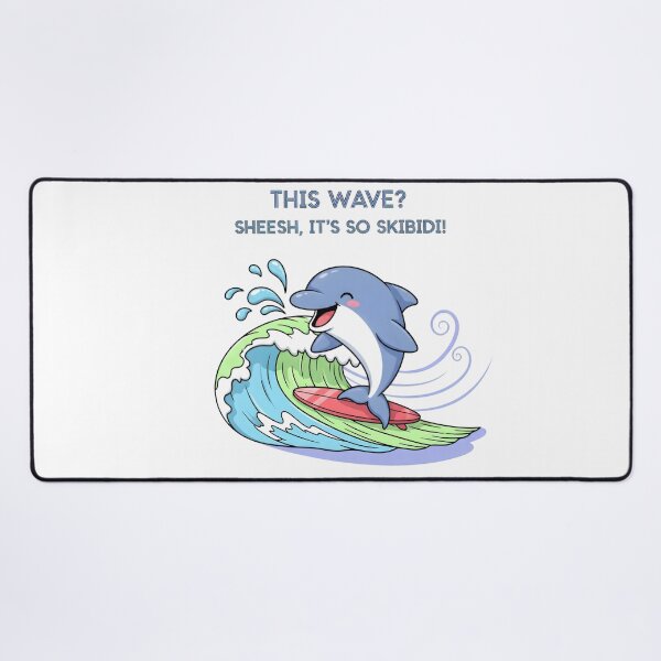 Item preview, This Wave? Sheesh, It’s So Skibidi! – Kawaii Dolphin Surf Vibes Digital Art designed and sold by AnnDesignStudio.