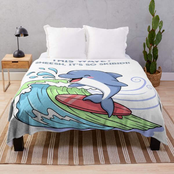 Item preview, This Wave? Sheesh, It’s So Skibidi! – Kawaii Dolphin Surf Vibes Digital Art designed and sold by AnnDesignStudio.
