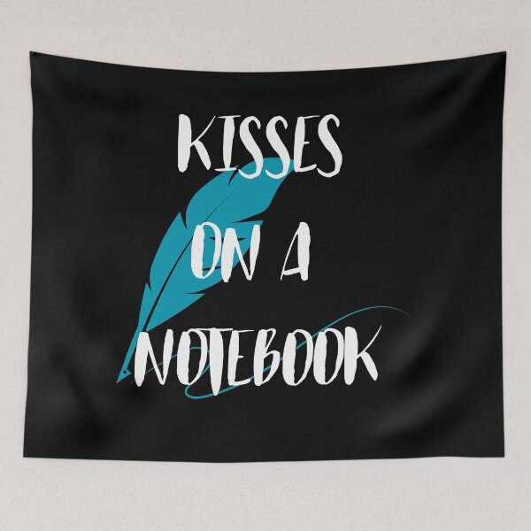 Item preview, KISSES ON A NOTEBOOK black with blue feather designed and sold by builditdefendit.