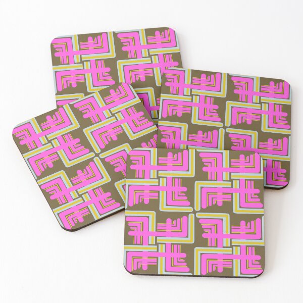 Item preview, Funky Retro Pink and Yellow Linear Geometric Design designed and sold by RetroScribbles.