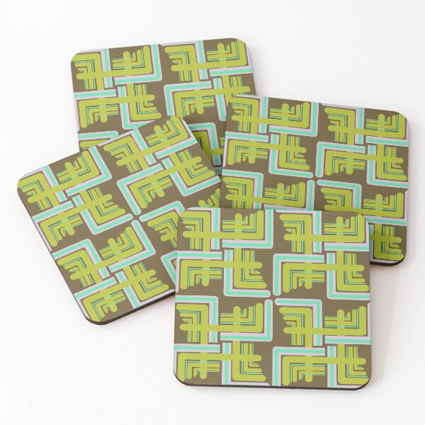 Item preview, Funky Retro Lime and Mint Green Linear Geometric Design designed and sold by RetroScribbles.