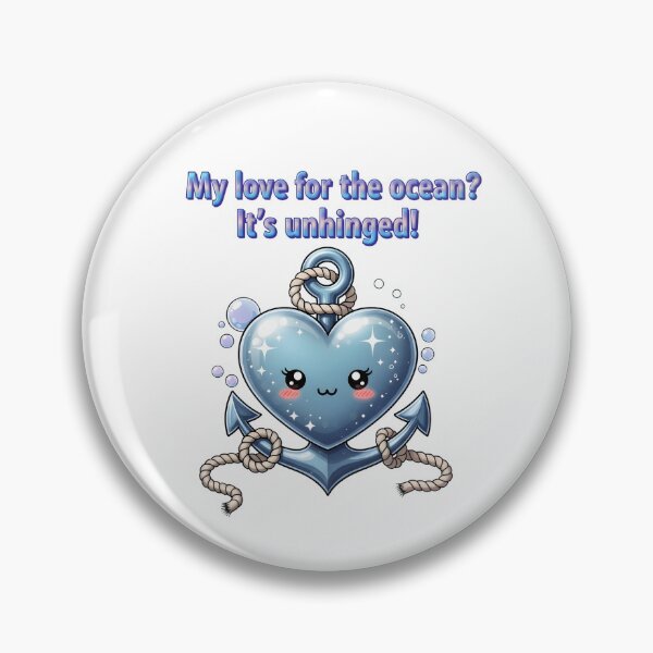 Item preview, My Love for the Ocean It's Unhinged Cute Kawaii Anchor Heart Sea Art designed and sold by AnnDesignStudio.