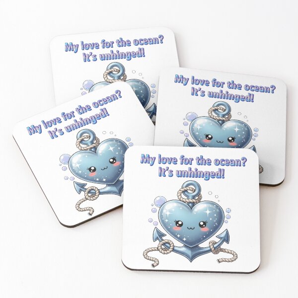 Item preview, My Love for the Ocean It's Unhinged Cute Kawaii Anchor Heart Sea Art designed and sold by AnnDesignStudio.