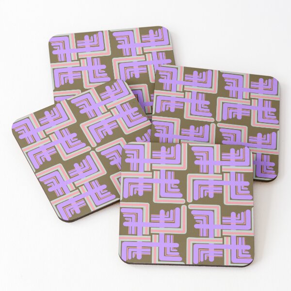 Item preview, Funky Retro Pink and Lilac Linear Geometric Design designed and sold by RetroScribbles.