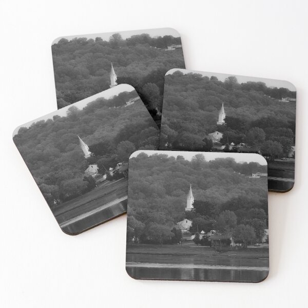 Item preview, Riverside Town and Church Steeple in Black and White designed and sold by MichaelPictures.