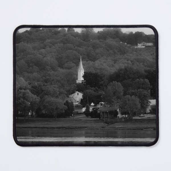 Item preview, Riverside Town and Church Steeple in Black and White designed and sold by MichaelPictures.