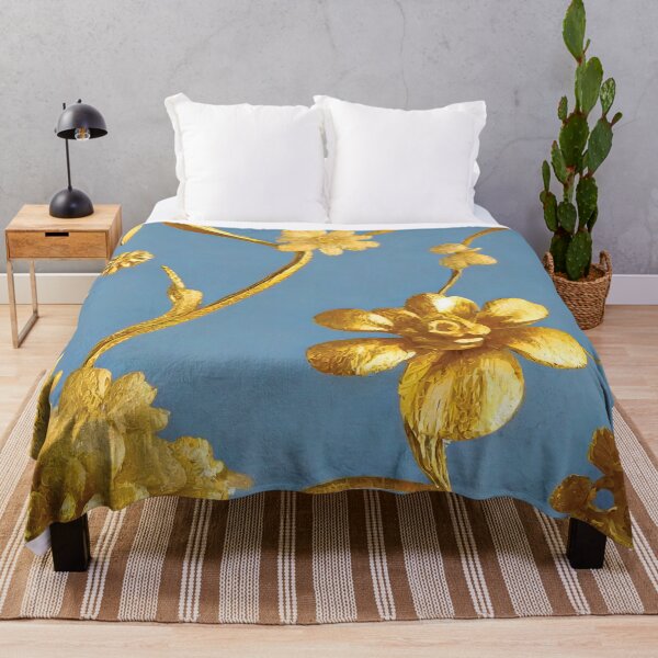 Artikelvorschau, Goldblumen auf Hellblau entworfen und verkauft von RoomShiners.