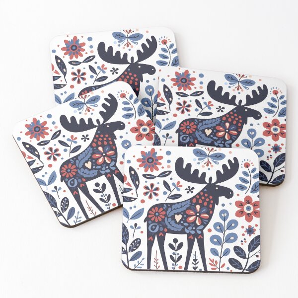 Item preview, Majestic Forest Moose - Scandinavian Folk Art by heidiannemorris © designed and sold by FOLK ART FUSION by heidiannemorris.