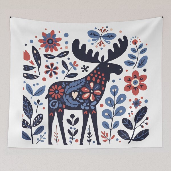 Item preview, Majestic Forest Moose - Scandinavian Folk Art by heidiannemorris © designed and sold by FOLK ART FUSION by heidiannemorris.