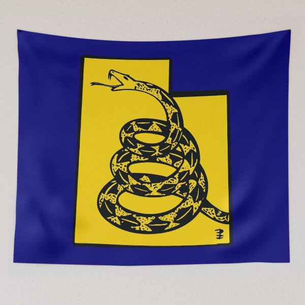Item preview, UTAHN   - Libertarian - Don't Tread On Me Gadsden Snake on  UTAHMap on Blue default background, #020279  designed and sold by pelagio.