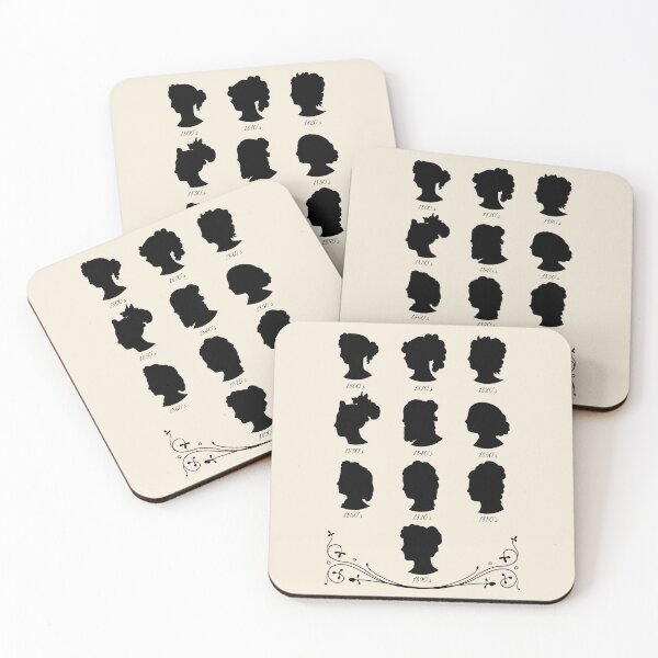 Item preview, 19th Century Hairstyles Silhouettes Artwork designed and sold by MariOyama.
