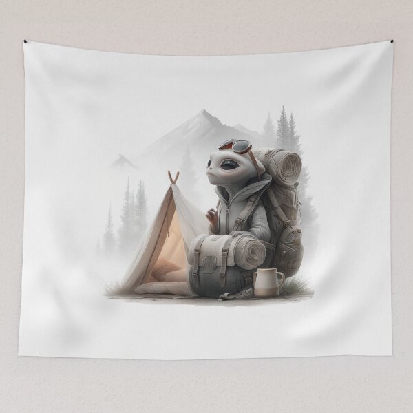 Item preview, Stylized Alien Character Hiking and Camping designed and sold by CreativeLarysa.