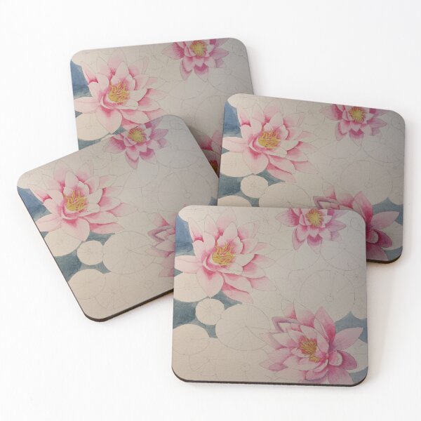 Item preview, Pink watercolour waterlilies (unfinished) designed and sold by esvb.
