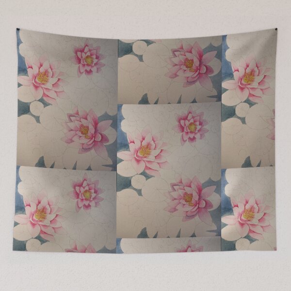 Item preview, Pink watercolour waterlilies (unfinished) designed and sold by esvb.