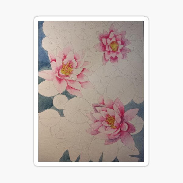 Item preview, Pink watercolour waterlilies (unfinished) designed and sold by esvb.