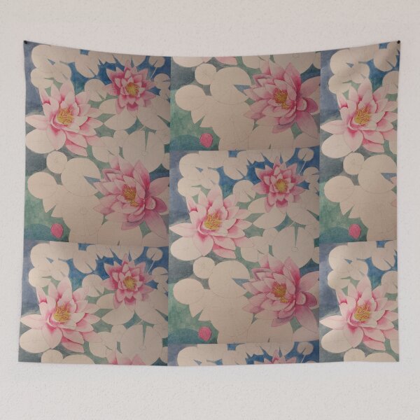 Item preview, Pink watercolour waterlilies (incomplete) designed and sold by esvb.