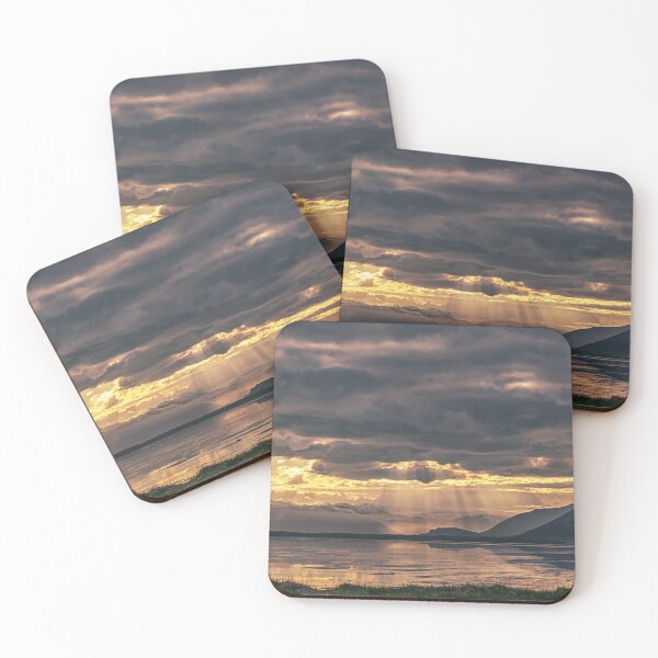 Item preview, Golden Light Over Icelandic Mountains – Sunset Rays Landscape designed and sold by Kristvin Gudmundsson.