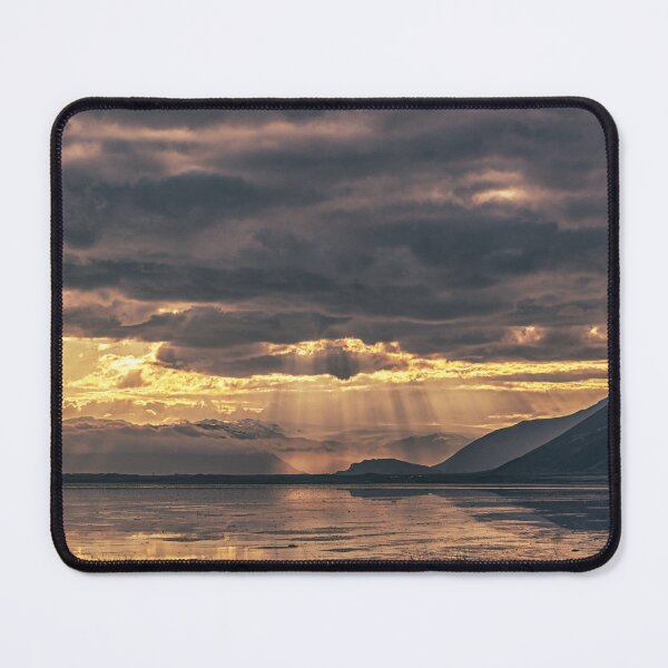 Item preview, Golden Light Over Icelandic Mountains – Sunset Rays Landscape designed and sold by Kristvin Gudmundsson.