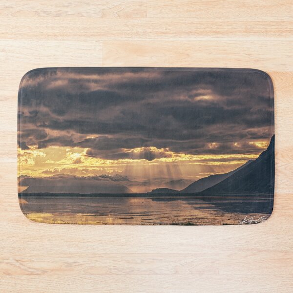 Item preview, Golden Light Over Icelandic Mountains – Sunset Rays Landscape designed and sold by Kristvin Gudmundsson.