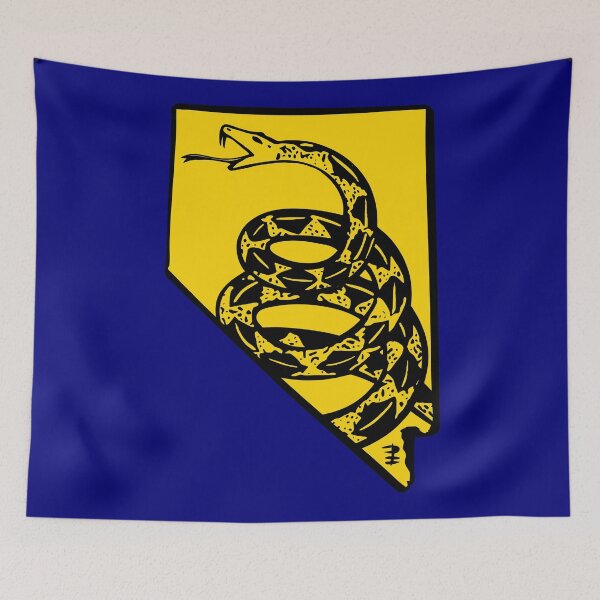 Item preview, NEVADAN  - Libertarian - Don't Tread On Me Gadsden Snake on  NEVADA Map on Blue default background, #020279  designed and sold by pelagio.