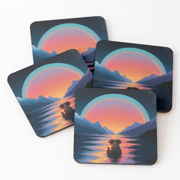 Item preview, Elephant and dog are sailing in a boat towards the setting sun designed and sold by Mike Kiev art.