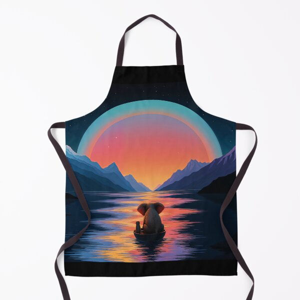 Item preview, Elephant and dog are sailing in a boat towards the setting sun designed and sold by Mike Kiev art.