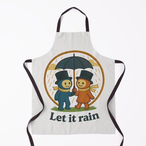 Item preview, Let It Rain – Cozy Embroidered Couple Under Umbrella designed and sold by ChibiMingle.