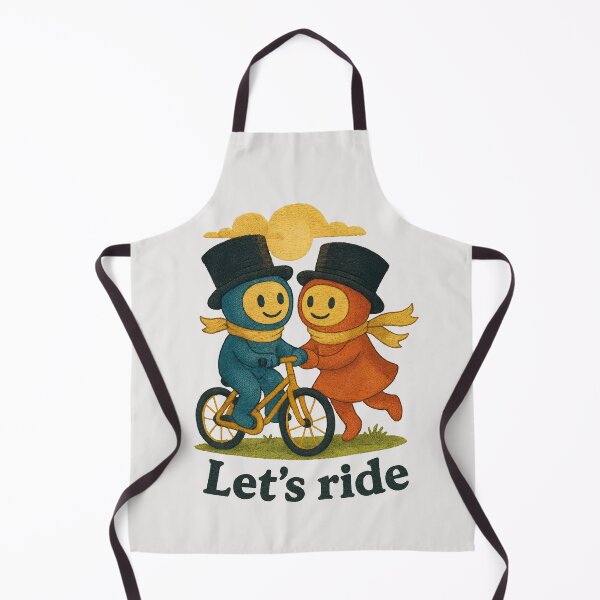 Item preview, Let’s Ride – Fun Embroidered Bicycle Couple Design designed and sold by ChibiMingle.